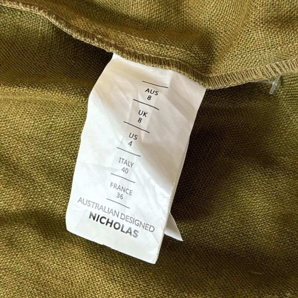 Nicholas Button Front Belted Linen Mini Dress - sz 4 US - Picture 7 of 8
